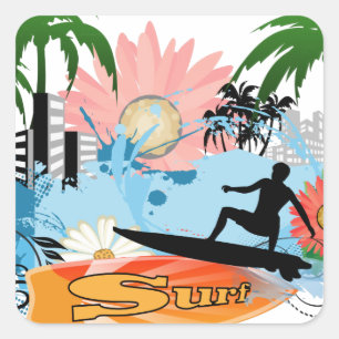 Surf Vierkante Sticker