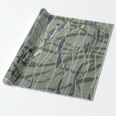 Surf Vist Ocean Underwater Kelp Cadeaupapier (Uitgerold)