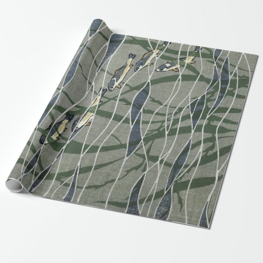 Surf Vist Ocean Underwater Kelp Cadeaupapier (Uitgerold)