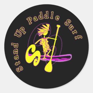 Surf voor opstand-peddel ronde sticker