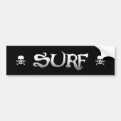 Surf w skulls zwarte bumper sticker (Voorkant)