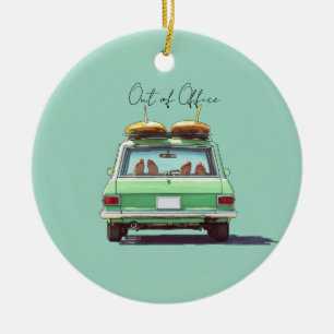 Surf Wagon Road Trip – Retro strandauto Keramisch Ornament