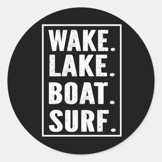Surf Wake Lake Boat Ronde Sticker (Voorkant)
