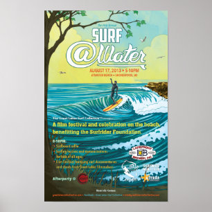 Surf @Water Poster- 11 x 17 inch Poster