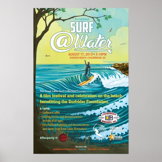 Surf @Water Poster- 15 x 23 inch Poster (Voorkant)