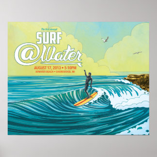 Surf @Water surfer poster- 20 x 16 inch Poster
