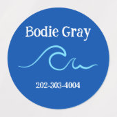 Surf Waterdichte Cirkel Sticker Naam Labels (Design 1)