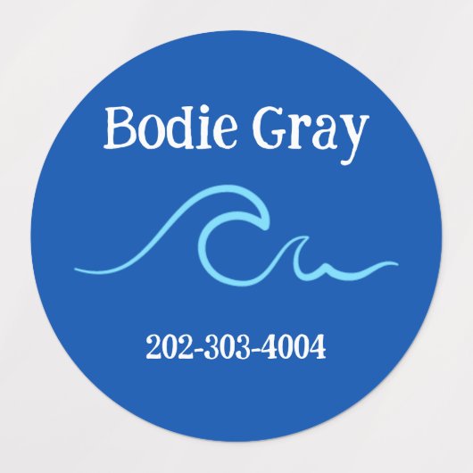 Surf Waterdichte Cirkel Sticker Naam Labels (Design 1)