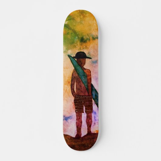 Surf Waterverf Art Skateboard (Voorkant)