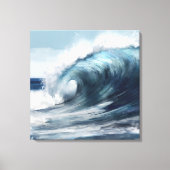 Surf Wave in Waterverf Canvas Print (Voorkant)