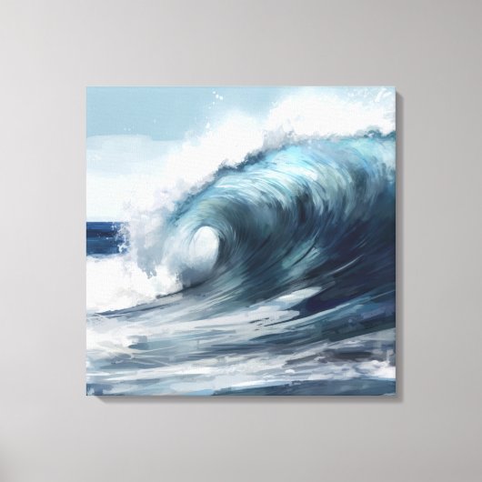 Surf Wave in Waterverf Canvas Print (Voorkant)