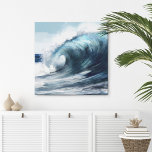 Surf Wave in Waterverf Canvas Print<br><div class="desc">Surf Wave in Waterverf Schilderij Canvas Print in prachtige oceaan aqua blauw tinten. Deze oceaan golf muur kunst print is een prachtig stuk van stijlvolle kustmuur kunst perfect voor elk kusthuis, strand thema huis, en aan zee huisje. Dit kunstwerk is gemaakt door Totally Coast artiest, Jillee K. Copyright © Totally...</div>