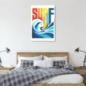 SURF Wave Surfer – Retro Surf Lifestyle Art Canvas Afdruk (Insitu (Slaapkamer))