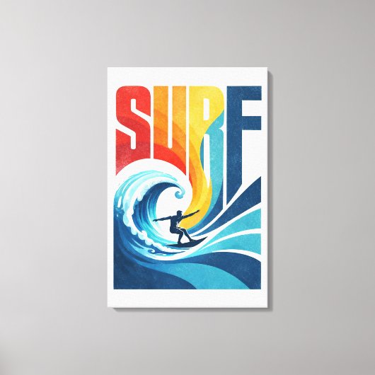 SURF Wave Surfer – Retro Surf Lifestyle Art Canvas Afdruk (Voorkant)