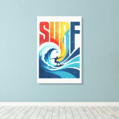 SURF Wave Surfer – Retro Surf Lifestyle Kunst Canvas Afdruk (Insitu (Houten vloer))