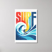 SURF Wave Surfer – Retro Surf Lifestyle Kunst Canvas Afdruk (Voorkant)