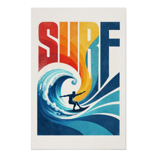 SURF Wave Surfer – Retro Surf Lifestyle Kunstposte Perfect Poster (Voorkant)