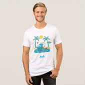 Surf & Waves – Cartoon Beach Heren T-Shirt (Voorkant volledig)