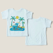 Surf & Waves – Cartoon Beach Peuter T-shirt (Ontwerp Voorkant & Achterkant)