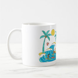 Surf & Waves – Cartoon Strand Cadeaobeker Koffiemok