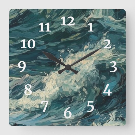 Surf Whitecaps Schilderij Vierkante Klok (Voorkant)