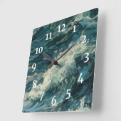 Surf Whitecaps Schilderij Vierkante Klok (Hoek)