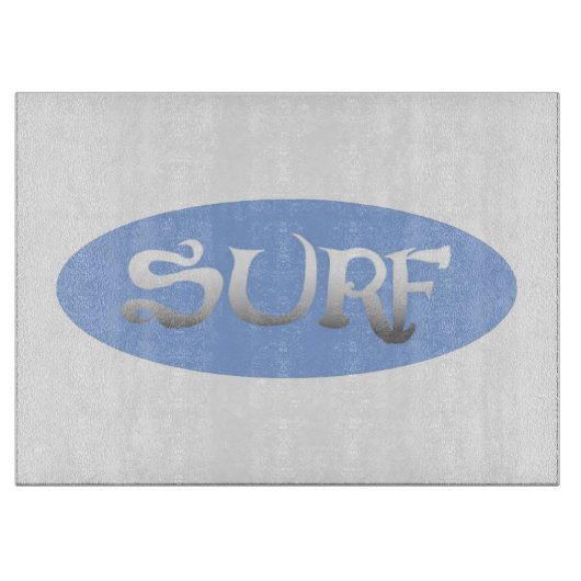 Surf Wit Blauw Ovaal Glassnijplank Snijplank (Voorkant)