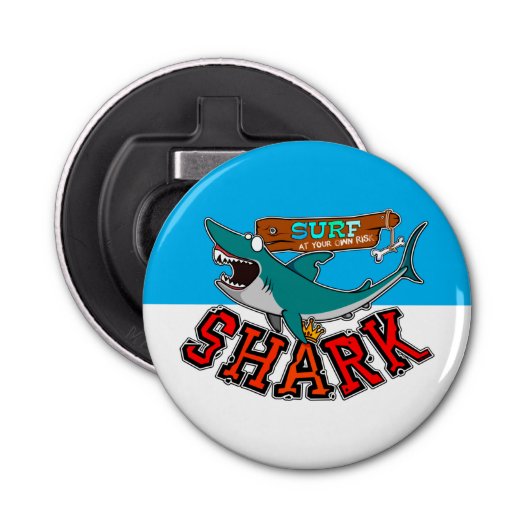 Surf with the shark button flesopener (Voorkant)