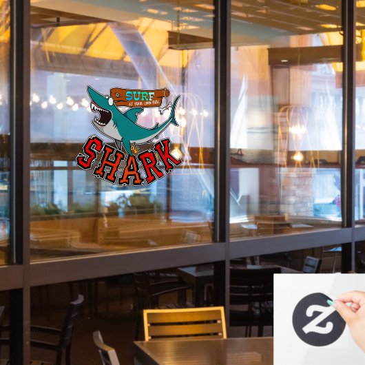Surf with the shark raamsticker (Restaurant Raam)