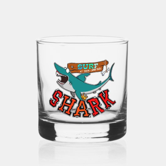 Surf with the shark whisky glas (Voorkant)
