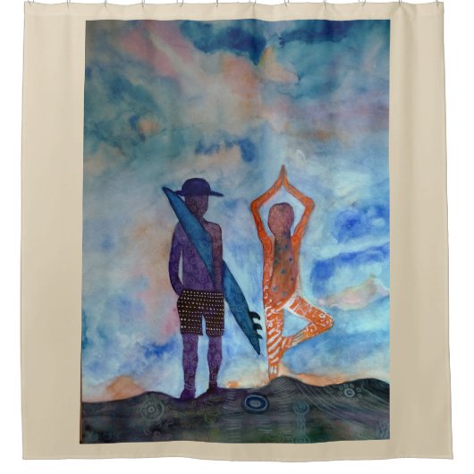 Surf Yoga Douchegordijn (Voorkant)