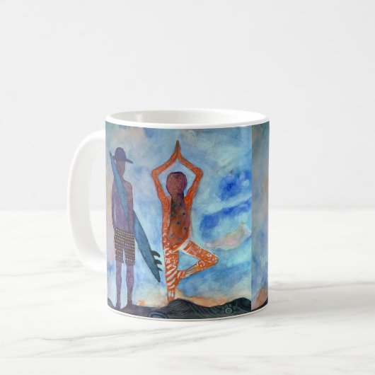 Surf Yoga Romantic Painting White Mok (Voorkant links)