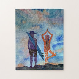 Surf Yoga Schilderkunst Foto Puzzle met Gift Box Legpuzzel