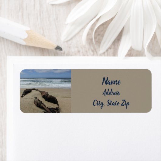 Surf Zand en driftwood West Coast Landscape Beach Etiket (Insitu)