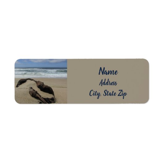 Surf Zand en driftwood West Coast Landscape Beach Etiket (Voorkant)