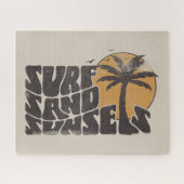 Surf Zand Zonsondergangen Beach Life Palm Tree Legpuzzel (Horizontaal)