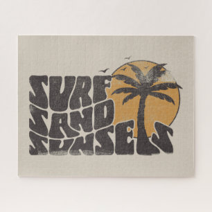 Surf Zand Zonsondergangen Beach Life Palm Tree Legpuzzel