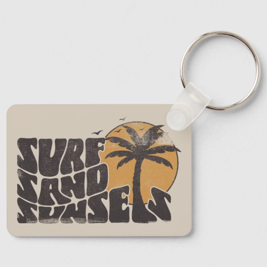Surf Zand Zonsondergangen Beach Life Palm Tree Sleutelhanger (Voorkant)