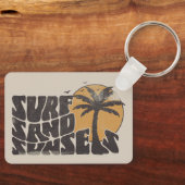 Surf Zand Zonsondergangen Beach Life Palm Tree Sleutelhanger (Voorkant)