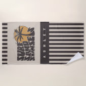 Surf Zand Zonsondergangen Beach Life Palm Tree Strandlaken (Voorkant)