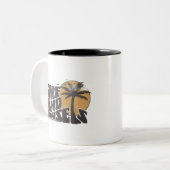 Surf Zand Zonsondergangen Beach Life Palm Tree Tweekleurige Koffiemok (Voorkant links)