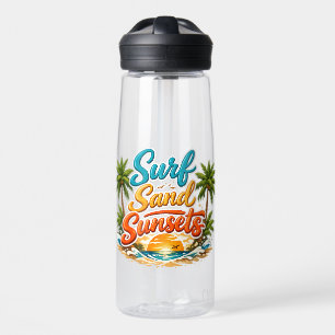 Surf Zand Zonsondergangen Tropisch Strand Design Waterfles