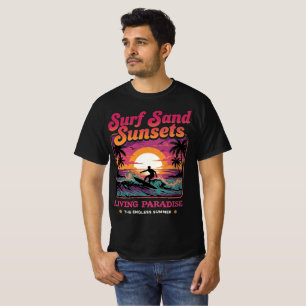 Surf Zand Zonsondergangen Vintage Paradijs T-shirt