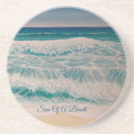 Surf Zee Zon strand Zandsteen Onderzetter (Voorkant)