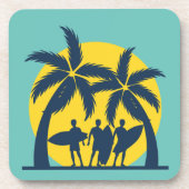 Surf zon- en palmbomen koel surf bier onderzetter (Voorkant)