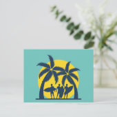 Surf zon- en palmbomen koel surf briefkaart (Staand voorkant)