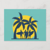 Surf zon- en palmbomen koel surf briefkaart (Voorkant)