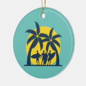 Surf zon- en palmbomen koel surf keramisch ornament (Links)