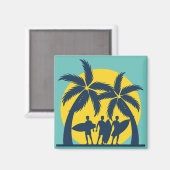 Surf zon- en palmbomen koel surf magneet (Voorkant / Achterkant)