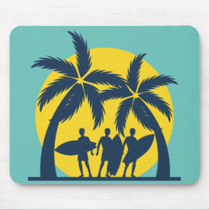 Surf zon- en palmbomen koel surf muismat